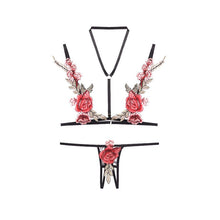 Load image into Gallery viewer, 2022 Spring And Summer Women Sexy Transparent Rose Embroidery Bikini Bra Set Erotic Lingerie Sex Babydoll Temptation Clothing