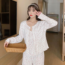 Load image into Gallery viewer, 2022 Spring Autumn 3PCS Long Sleeve Cotton Pajama Sets For Women Korean Sexy Sleepwear Suit Pyjama Homewear Pijama Mujer Clothes