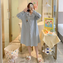 Load image into Gallery viewer, 2022 Spring Autumn Long Sleeve Cotton Nightgowns for Women Loose Cardigan Sleepwear Night Dress Nightdress Homewear Home Nighty