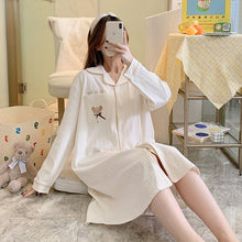 Load image into Gallery viewer, 2022 Spring Autumn Long Sleeve Cotton Nightgowns for Women Loose Cardigan Sleepwear Night Dress Nightdress Homewear Home Nighty