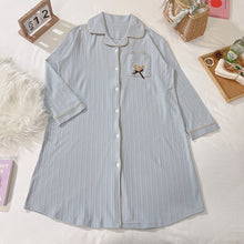 Load image into Gallery viewer, 2022 Spring Autumn Long Sleeve Cotton Nightgowns for Women Loose Cardigan Sleepwear Night Dress Nightdress Homewear Home Nighty