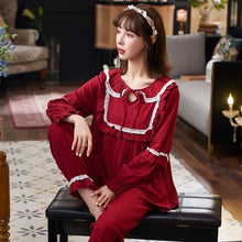 Load image into Gallery viewer, 2022 Spring Autumn Long Sleeve Cotton Pajama Sets for Women Chinese Red Sleepwear Suit Pyjama Homewear Pijama Mujer Home Clothes