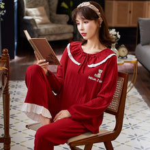 Load image into Gallery viewer, 2022 Spring Autumn Long Sleeve Cotton Pajama Sets for Women Chinese Red Sleepwear Suit Pyjama Homewear Pijama Mujer Home Clothes