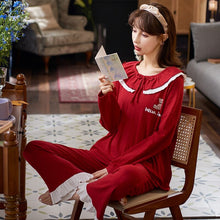 Load image into Gallery viewer, 2022 Spring Autumn Long Sleeve Cotton Pajama Sets for Women Chinese Red Sleepwear Suit Pyjama Homewear Pijama Mujer Home Clothes