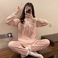 Load image into Gallery viewer, 2022 Spring Autumn Long Sleeve Cotton Pajama Sets for Women Korean Cute Lace Sleepwear Suit Pyjama Homewear Pijama Mujer Clothes