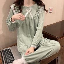 Load image into Gallery viewer, 2022 Spring Autumn Long Sleeve Cotton Pajama Sets for Women Korean Cute Lace Sleepwear Suit Pyjama Homewear Pijama Mujer Clothes