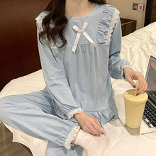 Load image into Gallery viewer, 2022 Spring Autumn Long Sleeve Cotton Pajama Sets for Women Korean Cute Lace Sleepwear Suit Pyjama Homewear Pijama Mujer Clothes