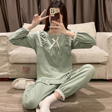 Load image into Gallery viewer, 2022 Spring Autumn Long Sleeve Cotton Pajama Sets for Women Korean Cute Lace Sleepwear Suit Pyjama Homewear Pijama Mujer Clothes