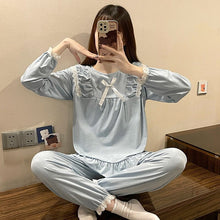 Load image into Gallery viewer, 2022 Spring Autumn Long Sleeve Cotton Pajama Sets for Women Korean Cute Lace Sleepwear Suit Pyjama Homewear Pijama Mujer Clothes