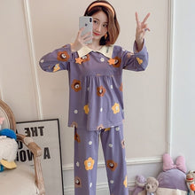 Load image into Gallery viewer, 2022 Spring Autumn Long Sleeve Cotton Pajama Sets for Women Korean Cute Sleepwear Suit Pyjama Homewear Pijama Mujer Home Clothes
