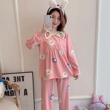 Load image into Gallery viewer, 2022 Spring Autumn Long Sleeve Cotton Pajama Sets for Women Korean Cute Sleepwear Suit Pyjama Homewear Pijama Mujer Home Clothes