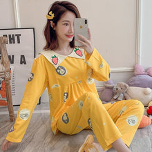 Load image into Gallery viewer, 2022 Spring Autumn Long Sleeve Cotton Pajama Sets for Women Korean Cute Sleepwear Suit Pyjama Homewear Pijama Mujer Home Clothes