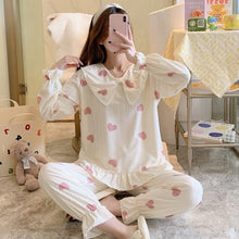 Load image into Gallery viewer, 2022 Spring Autumn Long Sleeve Cute Bow Pajama Sets for Women Korean Print Sleepwear Suit Pyjamas Homewear Pijama Mujer Clothes