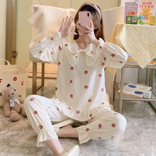 Load image into Gallery viewer, 2022 Spring Autumn Long Sleeve Cute Bow Pajama Sets for Women Korean Print Sleepwear Suit Pyjamas Homewear Pijama Mujer Clothes