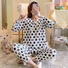 Load image into Gallery viewer, 2022 Spring Autumn Long Sleeve Cute Bow Pajama Sets for Women Korean Print Sleepwear Suit Pyjamas Homewear Pijama Mujer Clothes