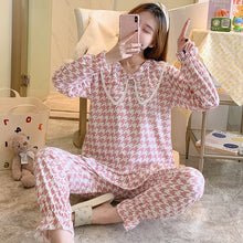 Load image into Gallery viewer, 2022 Spring Autumn Long Sleeve Cute Bow Pajama Sets for Women Korean Print Sleepwear Suit Pyjamas Homewear Pijama Mujer Clothes
