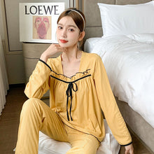 Load image into Gallery viewer, 2022 Spring Autumn Long Sleeve Pajama Sets for Women Korean Cute Loose Sleepwear Suit Pyjamas Homewear Pijama Mujer Home Clothes