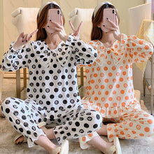 Load image into Gallery viewer, 2022 Spring Autumn Long Sleeve Polka Dot Print Pajama Set for Women Sleepwear Cute Bow Suit Pyjama Homewear Pijama Mujer Clothes
