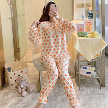 Load image into Gallery viewer, 2022 Spring Autumn Long Sleeve Polka Dot Print Pajama Set for Women Sleepwear Cute Bow Suit Pyjama Homewear Pijama Mujer Clothes