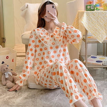 Load image into Gallery viewer, 2022 Spring Autumn Long Sleeve Polka Dot Print Pajama Set for Women Sleepwear Cute Bow Suit Pyjama Homewear Pijama Mujer Clothes