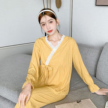 Load image into Gallery viewer, 2022 Spring Autumn Long Sleeve Sexy Lace V-neck Kimono Pajama Sets for Women Sleepwear Suit Pyjama Homewear Pijama Mujer Clothes