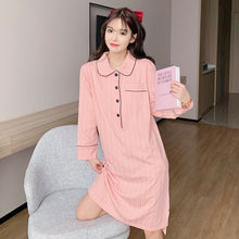 Load image into Gallery viewer, 2022 Spring Autumn Plus Size Long Sleeve Cotton Nightgowns for Women Loose Sleepwear Homewear Night Dress Nightdress Home Nighty