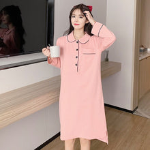 Load image into Gallery viewer, 2022 Spring Autumn Plus Size Long Sleeve Cotton Nightgowns for Women Loose Sleepwear Homewear Night Dress Nightdress Home Nighty