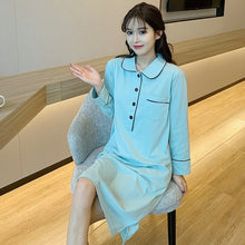 Load image into Gallery viewer, 2022 Spring Autumn Plus Size Long Sleeve Cotton Nightgowns for Women Loose Sleepwear Homewear Night Dress Nightdress Home Nighty