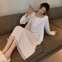 Load image into Gallery viewer, 2022 Spring Autumn Sweet Princess Long Sleeve Nightgowns for Women Cute Lace Long Dress Sleepwear Night Dress Nightdress Nighty