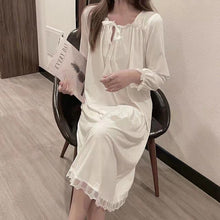 Load image into Gallery viewer, 2022 Spring Autumn Sweet Princess Long Sleeve Nightgowns for Women Cute Lace Long Dress Sleepwear Night Dress Nightdress Nighty