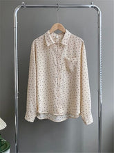 Load image into Gallery viewer, 2022 Spring Button Up Shirt Loose Sweet Elegant Print Leaves Chiffon Shirts for Women Long Sleeve Blouses Girls Tops Vintage