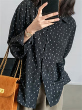 Load image into Gallery viewer, 2022 Spring Button Up Shirt Loose Sweet Elegant Print Leaves Chiffon Shirts for Women Long Sleeve Blouses Girls Tops Vintage