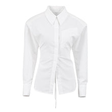 Load image into Gallery viewer, 2022 Spring Fall Fashion Backless White Shirt Point Collar Shirt Long Sleeve Button Cardigan Casual Women‘s Clothes Work Streetw
