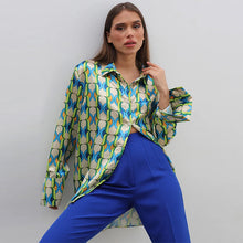 Load image into Gallery viewer, 2022 Spring Fall Fashion Print Shirt Point Collar French Shirt Long Sleeve Button Cardigan Casual Women‘s Clothes Streetwear