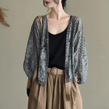 Load image into Gallery viewer, 2022 Spring Summer New Retro Cotton Cardigan Hollow Out Clean White Air-Conditioning Shirt Fashion cloak Women&#39;S Short Coat Thin