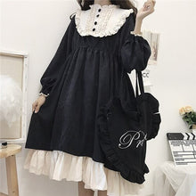 Load image into Gallery viewer, 2022 Spring Women Sweet Lolita Dresses Japan Style Kawaii Dress Spliced Stand-up Collar Long Sleeve Fungus Robe Vestidos