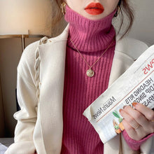 Load image into Gallery viewer, 2022 Spring Women&#39;s Turtleneck Sweaters for Women Crop Sweater Fashion Khaki Black Basic Pull Vintage Femme Knit Top Jumper