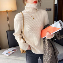 Load image into Gallery viewer, 2022 Spring Women&#39;s Turtleneck Sweaters for Women Crop Sweater Fashion Khaki Black Basic Pull Vintage Femme Knit Top Jumper