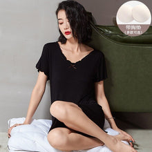 Load image into Gallery viewer, 2022 Summer 100% Cotton Short Sleeve Sexy V-neck Lingerie Nightgowns for Women Sleepwear Homewear Night Dress Nightdress Nighty