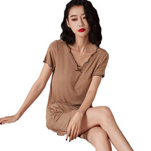 Load image into Gallery viewer, 2022 Summer 100% Cotton Short Sleeve Sexy V-neck Lingerie Nightgowns for Women Sleepwear Homewear Night Dress Nightdress Nighty