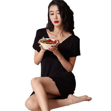 Load image into Gallery viewer, 2022 Summer 100% Cotton Short Sleeve Sexy V-neck Lingerie Nightgowns for Women Sleepwear Homewear Night Dress Nightdress Nighty