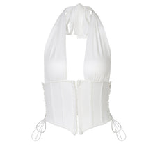 Load image into Gallery viewer, 2022 Summer Chic Breasted Backless Fashion Womens Clothing Black Casual Crop Top Rave Festival Sexy Halter Tops Shirt Streetwear