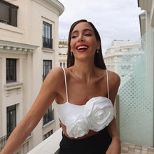 Load image into Gallery viewer, 2022 Summer Chic Flowers Backless Fashion Women&#39;s Clothing  White Casual Crop Top Rave Festival Sexy Sling Zipper Tops Shirt