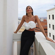 Load image into Gallery viewer, 2022 Summer Chic Flowers Backless Fashion Women&#39;s Clothing  White Casual Crop Top Rave Festival Sexy Sling Zipper Tops Shirt