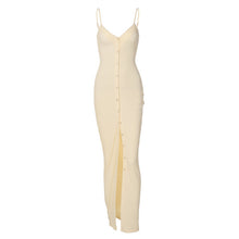 Load image into Gallery viewer, 2022 Summer Elegant V-Neck Solid Button Women&#39;S Clothes Romper Sexy Evening Party Prom Knit Bodycon Slit Maxi Dresses Vestidos