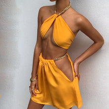 Load image into Gallery viewer, 2022 Summer Elegant White Chain Halter Summer Bandage Sexy 2 Piece Dress Sets Women Fashion Outfits Club Party Skirt Matching Se