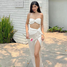 Load image into Gallery viewer, 2022 Summer Fashion Satin Camis Tube Top and Maxi Skirt 2 Piece Set for Women Matching Sets Outfits Sexy Backless Elegant Vacat