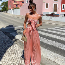 Load image into Gallery viewer, 2022 Summer Fashion Silky Satin Camis Tube Top and Pants 2 Piece Set for Women Matching Sets Outfits Sexy Backless Elegant Vacat