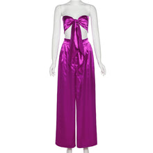 Load image into Gallery viewer, 2022 Summer Fashion Silky Satin Camis Tube Top and Pants 2 Piece Set for Women Matching Sets Outfits Sexy Backless Elegant Vacat