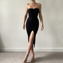 Load image into Gallery viewer, 2022 Summer Hot Sexy Black Spaghetti Strap Backless Casual Evening Party Sexy V-Neck Split Folds Maxi Dresses For Women Vestidos